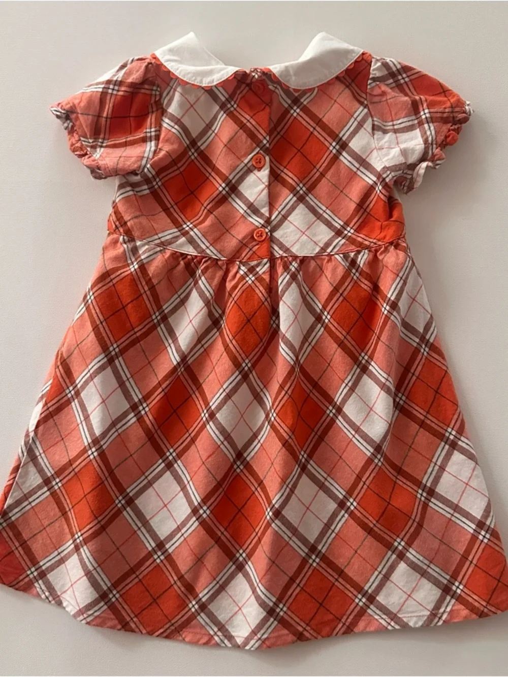 Gymboree 3T Toddler Girl Orange Pumpkin Collar Plaid Flannel Dress Fall